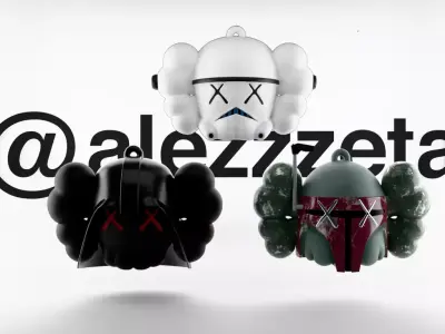 Kaws Keychain Mandalorian x Stormtrooper x Darth Vader Textured 3D model