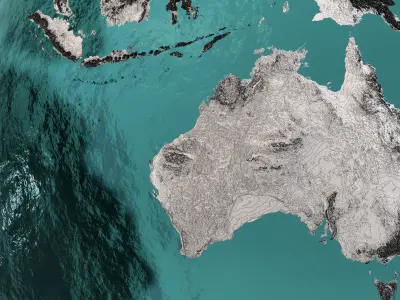 Earth Water 3D Globe Contours Full  Low-poly 3D model