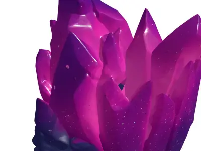 Glowing Purple Crystal Cluster Low-poly 3D model