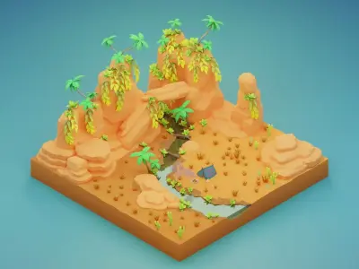 Low poly desert rocks Low-poly 3D model