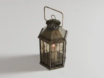 Rusty brass candle lantern 3D model
