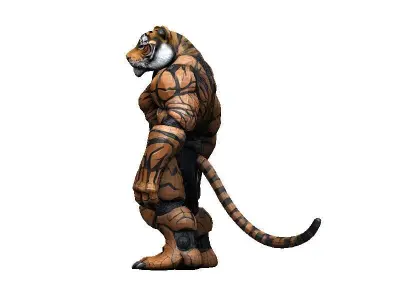 Tiger Cyborg Low-poly 3D model