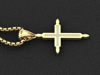 High Cross Pendant Light Gold 18K 3CP097 3D model