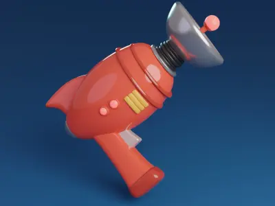 Cartoon Retro Space gun Low-poly 3D model
