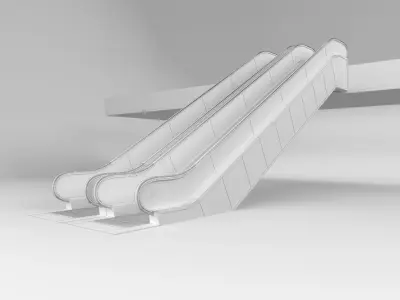 Escalator in modern building 3D model