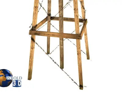 Wooden Water Tower Lowpoly 3D Model Low-poly 3D model