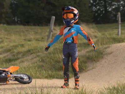  KTM Junior Motocross Rider in Racing Gear 