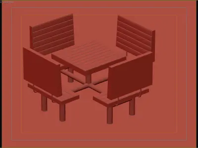 Outdoor Picnic Table Set with Backrest Seating for Public Spaces 3D model