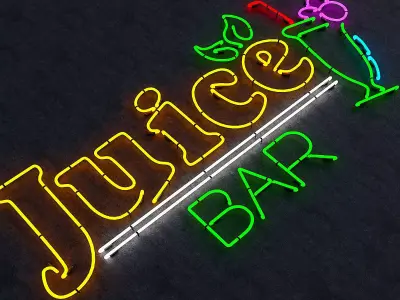 Juice Bar Neon Sign Low-poly 3D model