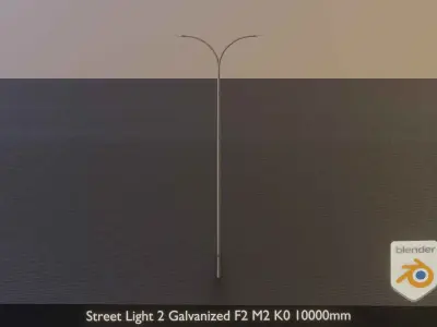 Street Light 2 Galvanized F2 M2 K0 10000mm Low-poly 3D model