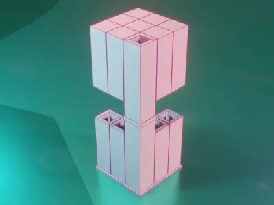 Modular Stylized Cyberpunk Building 2 Low-poly 3D model
