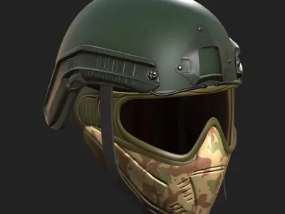 Helmet mask millitary combat soldier armor scifi fantasy  Low-poly 3D model