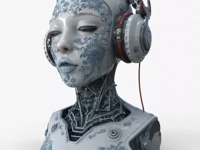 Futuristic Gheisa Head High Detail 3D model