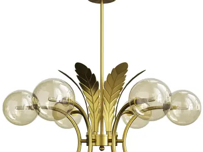 Sphere ceiling light simplicity cognac glass 6 bulb chandelier Low-poly 3D model