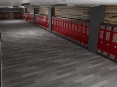 School Hallway Low-poly 3D model