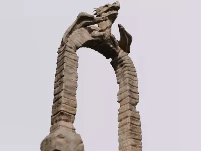 Ancient Dragon Portal  Fantasy GameReady FBX Low-poly 3D model