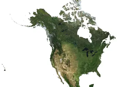 High detailed relief map of USA-Canada-Mexico 3D model
