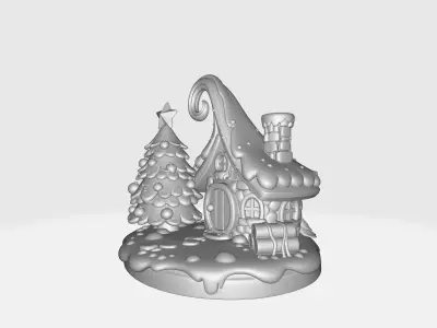 Whimsical Christmas Gingerbread Cottage Holiday Decor 3D print model