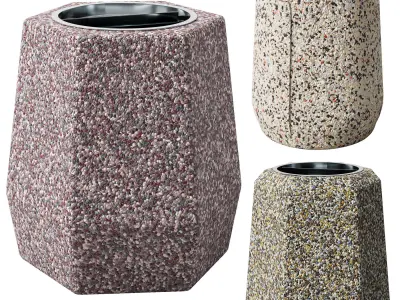Street concrete trash bins Set one Low-poly 3D model