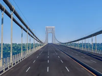 3D George Washington Bridge with Tollbooth  New York model 3D model
