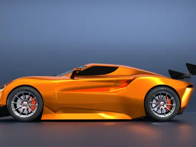 High Performance Orange Sports Car 3D Model  Blender Shaded Low-poly 3D model