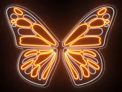 Butterfly Wings Neon Sign 3D model