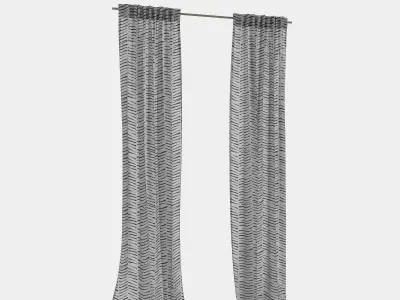 Curtain with hooks 3D model