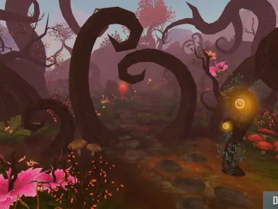 Fantasy Root Forest - Game Props Low-poly 3D model