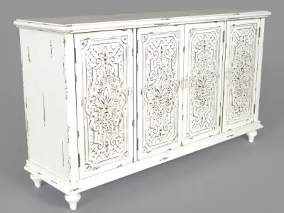 Vintage Four Door Buffet White 3D model