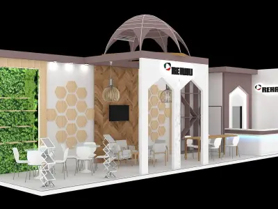 Booth Exhibition Design size 3x12 m with two open sides  Low-poly 3D model