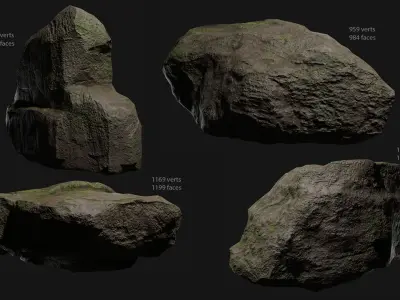 Forest Rocks Set Low-poly 3D model