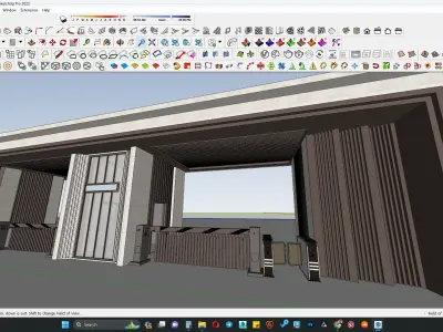 Gate house with boundary wall 3d model 3D model