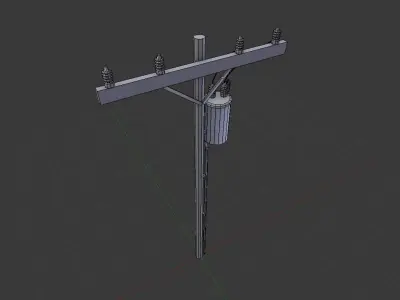 Electric pole Low-poly 3D model