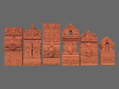 Asia Temple Walls Modular - 231002 3D model