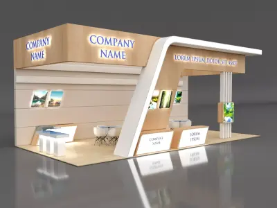 Booth Exhibition Stand Stall 11x7m Height 450 cm 3 Side Open 3D model