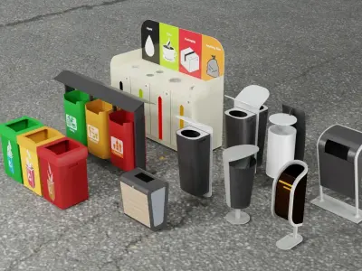 Urban Trash Pack Low-poly 3D model Low-poly 3D model