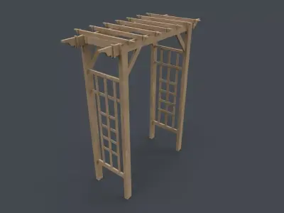 PBR Wooden Arbour Garden Arch B Low-poly 3D model