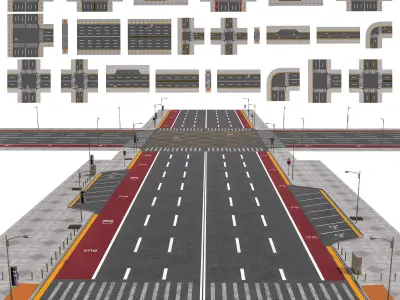 Road Pack low-poly Low-poly 3D model