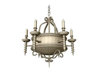 chandelier 3D model with four candle holders 3D model