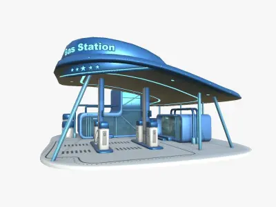 SciFi Gas Station A03 Blue - Sci Fi Exterior Design Low-poly 3D model