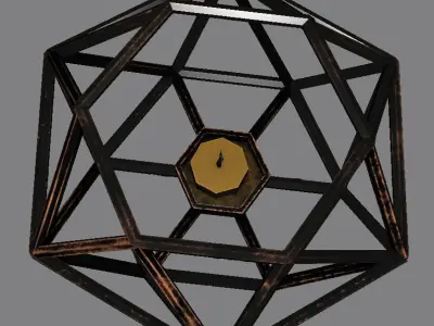 illuminators metal geometric shape with candle inside Low-poly 3D model