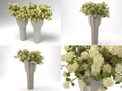 L vases with flowers 3D model