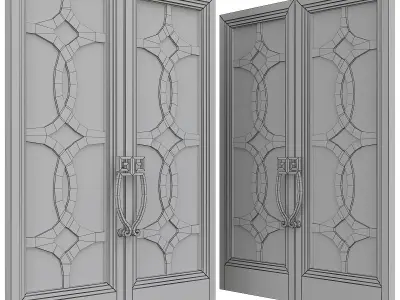 Doors low poly 3d model collection door with glass panels Low-poly 3D model