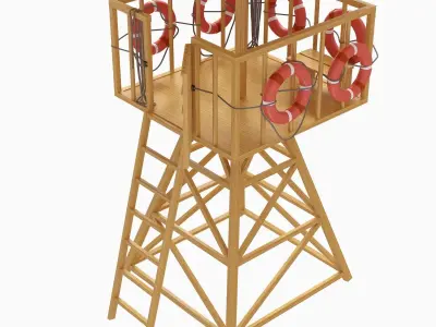 Beach Lifeguard-tower with lifeboy 3D model