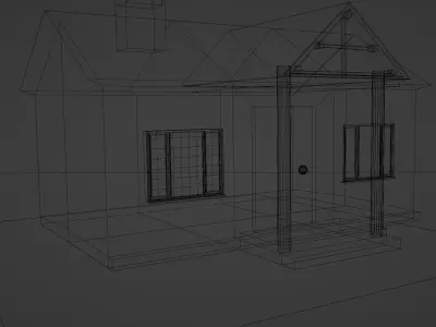 Little cottage made of planks Low-poly 3D model