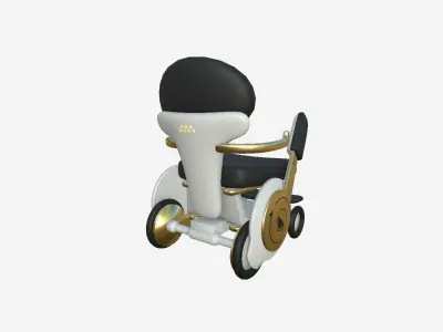 Tech Wheelchair B06 Black Gold - Disability Character Design Low-poly 3D model