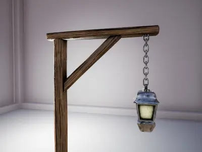 Medieval Street Light Low-poly 3D model