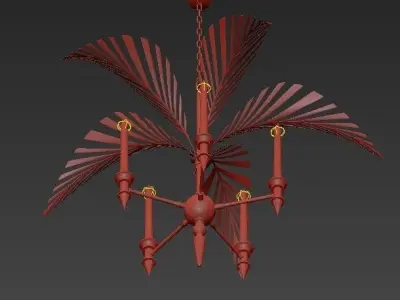 Palm Frond 5 Light Chandelier 3D model