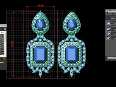 Gold Diamond Women Earring 3D print Model 3D print model 195