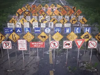 Road Signs Package  120 Assets Low-poly 3D model